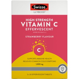Swisse Ultiboost High Strength Vitamin C Effervescent - Relieves common cold symptoms - 60 Tablets