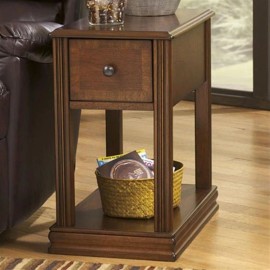 Ashley Furniture Signature Design by Ashley Furniture Breegin 1 Drawer End Table in Cherry