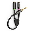 deleyCON Headphone Headset Splitter - Audio Jack Y Adapter Cable