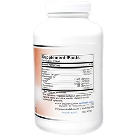 Wonder Laboratories Proteolytic Enzymes | Bromelain Papain Pancreatin Trypsin 550 mg Total with Standardized Amylase, Lipase, and Protease, 300 Tablets