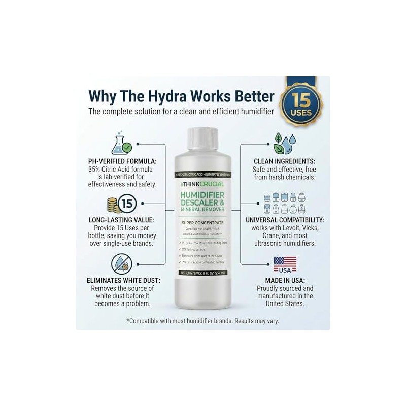 Think Crucial Humidifier Descaler – Effective White Dust Removal
