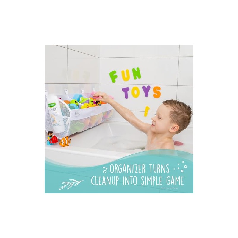 Comfylife Large Bath Toy Organizer with Letters and Numbers –
