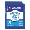 Verbatim 8GB Premium SDHC Memory Card, UHS-I V10 U1 Class
