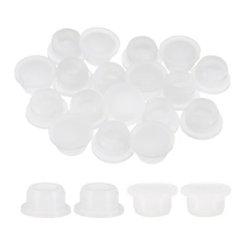 uxcell 20pcs Hole Plugs, Heat Resistant Silicone Flush Type Fastener Hole Cover Plug for 18.5mm(3/4"") Hole, Round Snap Locking Tubing Plug Hole for Furniture Cabinet, White