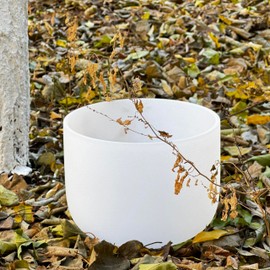 8 Inch 432hz Heart Chakra Crystal Singing Bowl, F Note Frosted Quartz Sound Heaing Tools For Meditation, Mindfulness, Sound Therapy, Energy Healing, Traval Bag Included