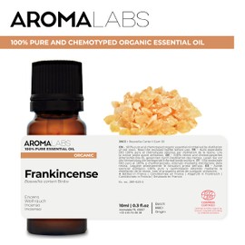 BIO - Frankincense Essential Oil - 10mL - 100% Pure, Natural, Chemotyped and AB/Cosmos Certified - AROMA LABS (French Brand)