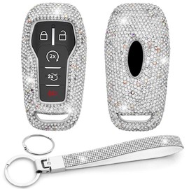 PaierPai Key Fob Cover Case Keychain Compatible with Ford Explorer Edge Mustang Fusion Escape F150 F250 F350 F450 F550 (Silver, Model B)