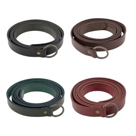 Vehi Mercatus Medieval Leather Belt - 2.2 cm Wide - in Red, Green, Brown, Black - Brass Buckle or Ring - for Vikings, LARP, Reenactment, Everyday Use, black