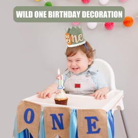 Baby First Birthday Crown, First Birthday Decorations Boy Wild One Hat 1st Birthday Hat Boy Lion Party Decorations Baby Boy Photo Props 1st Birthday Decorations for Boys