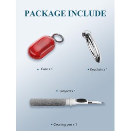 Case Cover for Beats Solo Buds 2024,Soft TPU Protective Cover with Keychain and Cleaner Kit for Women Men Shockproof Skin,Transparent Red