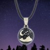 Nature Reflections Moon Over Mountains Caller Necklace (20" Black Cord