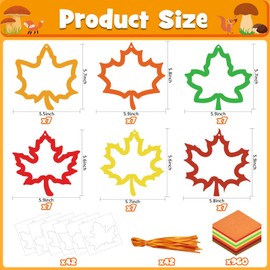 Kepeel 42 Packs Fall Leaf Suncatchers Crafts for Kids, Thanksgiving Leaf Tissue Art Crafts DIY Autumn Maple Leaves Kit Bulk Gift for Fun Home Classroom Game Activities Thanksgiving Party Decor