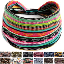 Headbands For Women's Hair, Boho Headband Elastic Soft Flower Wide Headbands for Women Yoga Sport Hairbands, Hair Accessories for Everyday Sport Fitness (Colour 4)