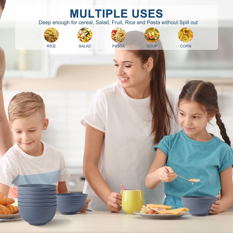 HOTEC BPA Free Unbreakable Wheat Straw Cereal Bowls - Microwave