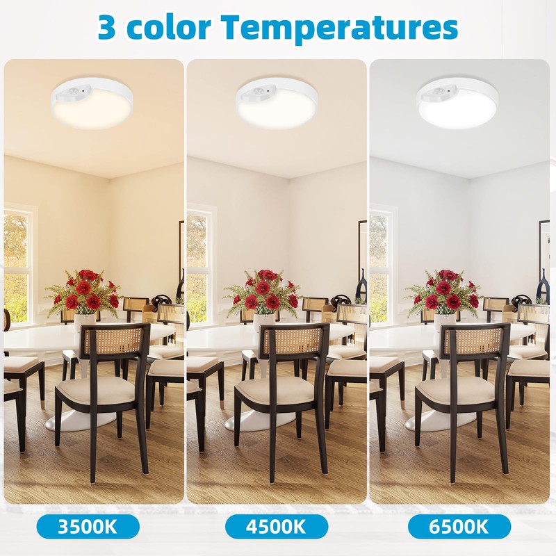 2-Pack Rechargeable Battery Operated Motion Sensor Ceiling Lights with Remotes,