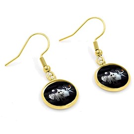 Undead Dogs Drop Dangle Earring, Gold
