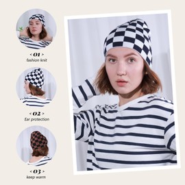SENMAY Beanie for Men Women Warm Winter Hats Acrylic Knit Cuffed Beanie Slouchy Kint Grid Beanies Hats Men Skull Cap Ski Hat Unise
