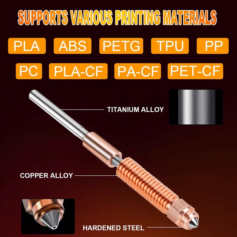 DAOKAI K1C Nozzle 0.6+0.8 3D Printer Quick Swap Nozzle Replacement