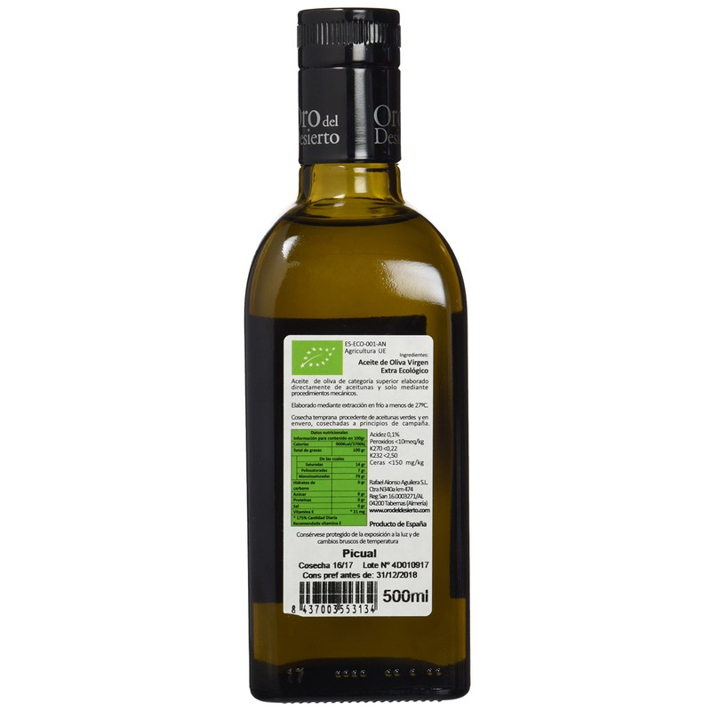 Oro Del Desierto Picual - Organic Gourmet Extra Virgin Olive