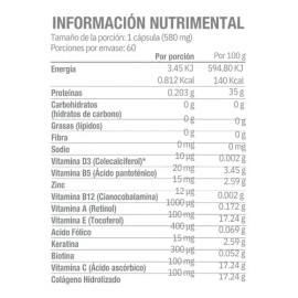 Cápsulas De Biotina Colágeno Keratina Vitamina E Sin Sabor                                                                                            