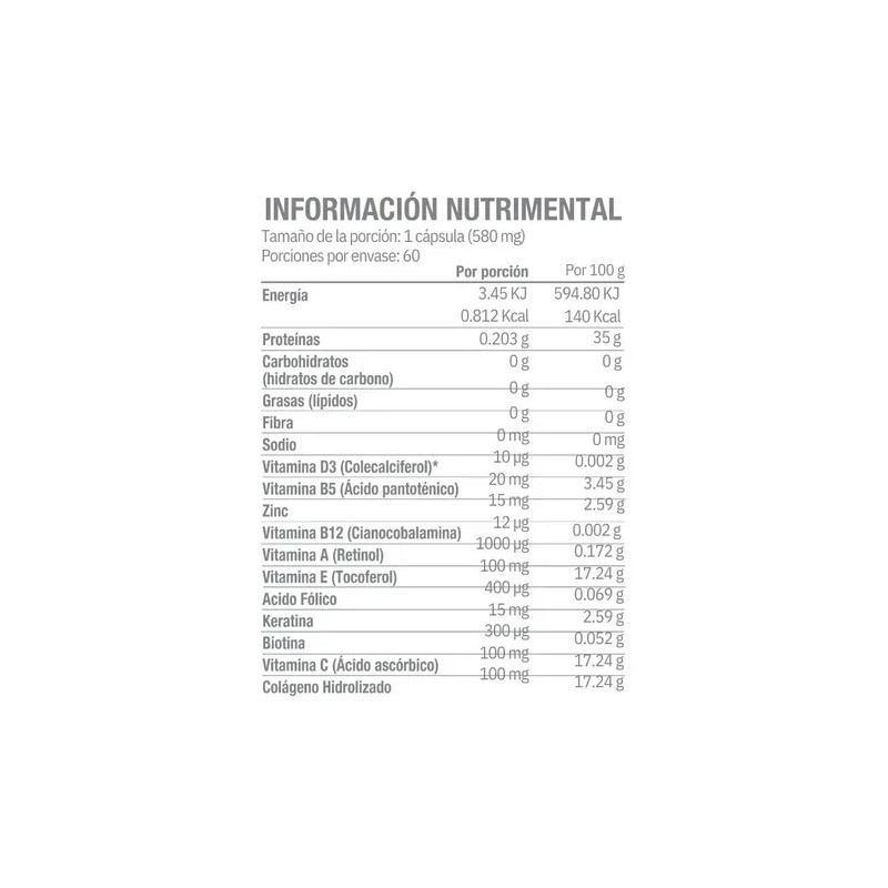 Cápsulas De Biotina Colágeno Keratina Vitamina E Sin Sabor