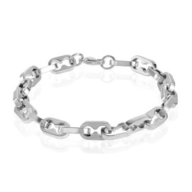LCTrusttmor Gahna Stainless Steel Bracelets for Men, Silver Link Chain Bracelet 8.4 Inches Length Punk Jewelry Gifts