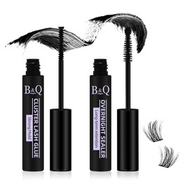 B&Q Pegamento para Pestañas Bond and Seal para Pestañas en Racimos 10ML + Sellador de Pestañas 10ML, Waterproof y Mayor Duración — 2 Unidades