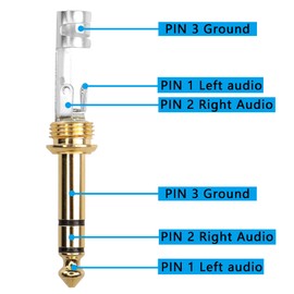 PNGKNYOCN 1/4 Connecto Stereo Plugs, 6.35mm TRS Gold Plated Solder Type DIY Audio Connector for Replace worn plug on cable (2 Pack)