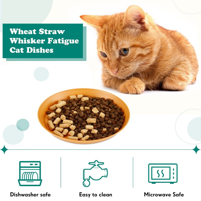 Gerrii 6 Pieces Shallow Cat Food Dish, Whisker Friendly, Lightweight,