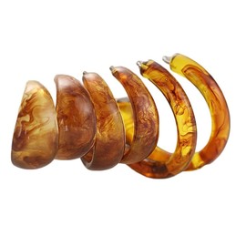 3 Pairs Lightweight Minimalist Vintage Polished Teardrop Waterdrop C Shape Circle Round Cuff Acrylic Resin Hoop Earrings Colorful Thick Chunky Wide Thin Acetic Acid Earrinsg Set for Women Girl, Metal, not known