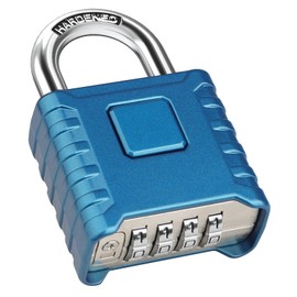 4-Digit Heavy Combination Lock, Diyife 52 mm Security Lock with 8 mm Thick Shackle, Made of 304 Stainless Steel, One Button Release, Waterproof and Anti-Theft for Yard, Fence, Garages, Gates - Blue