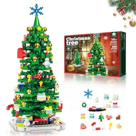 2025 Christmas Tree Building Blocks Kit, Christmas Tree Toy Bricks, Creative Home Decor Building Toys for 14+ Year Old Boys/Girls 869Pcs, Deep Green