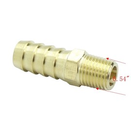 HongBoW Hardware 3 Pcs Brass Hose Fitting,Connector,Hose Barbed Adapter 1/2" Barb x 1/4 NPT Male Pipe(Thread O.D: 0.54")