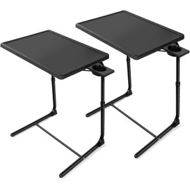 Adjustable TV Tray Set of 2 - TV Dinner Tray on Bed & Sofa, Comfortable TV Tray Table with 6 Height & 3 Tilt Angle Adjustments by HUANUO (2 Pack)