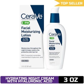 CeraVe PM Moisturizing Lotion | Night Cream with Hyaluronic Acid & Niacinamide |
