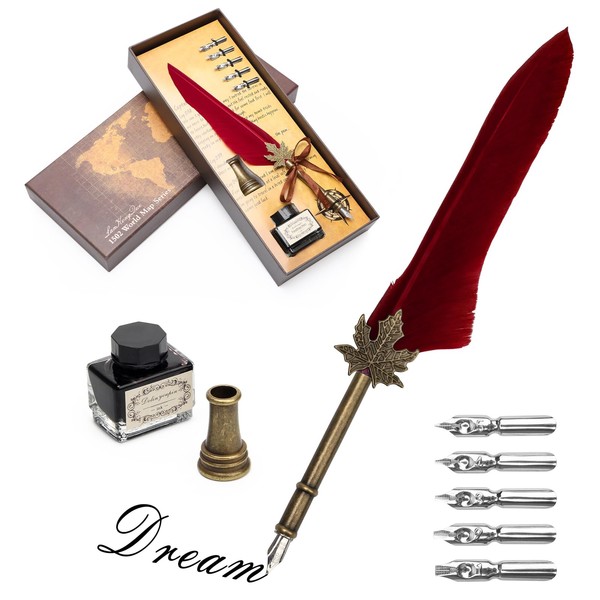 AHIER Quill Pen and Ink Set, Feather Pen Quill Pen