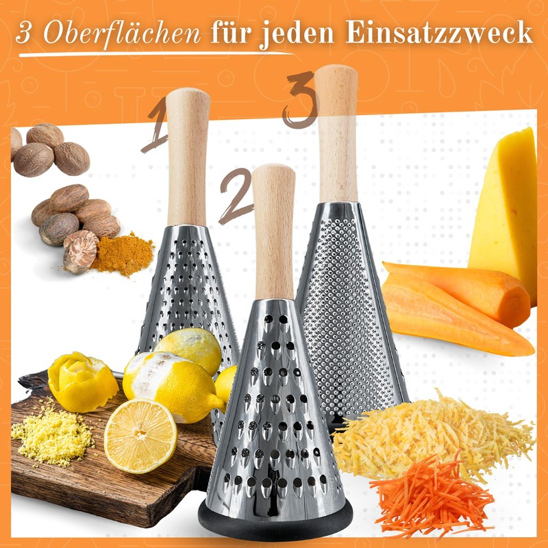 SIMPLEX DOMO Kitchen Grater - Cone Design - Beech Wood