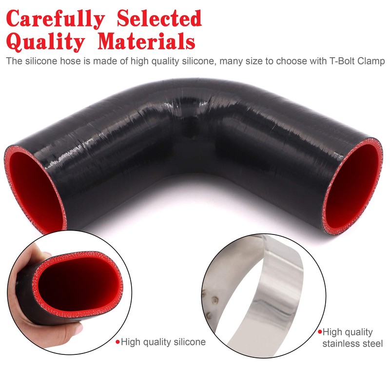 90 Degree Elbow Coupler Silicone Hose 4-Ply 3-inch for Turbo/Intercooler/Intake