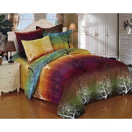 Swanson Beddings Rainbow Tree 7pc Duvet Bedding Set: Duvet Cover and Three Pairs of Pillow Shams (Full, 7)