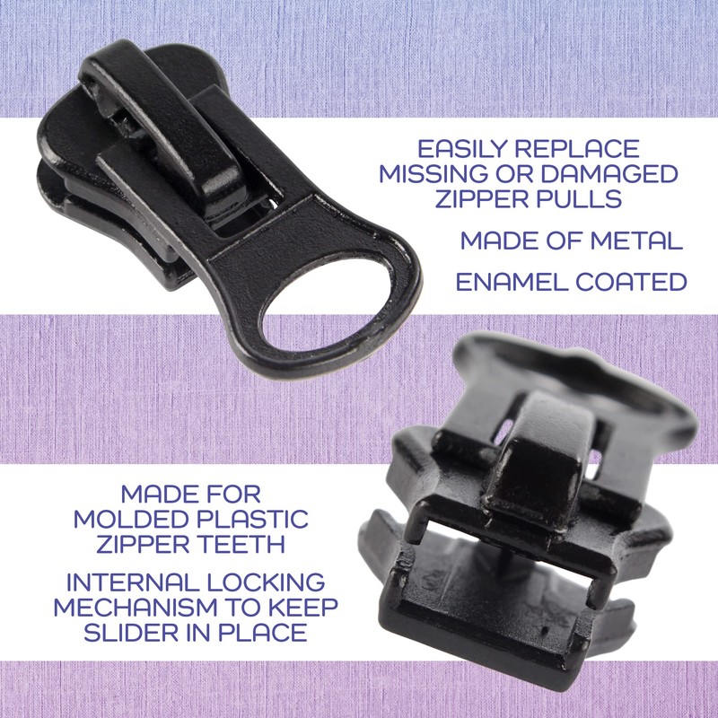 20pcs #8 Delrin Locking Zipper Pull Silders for Molded Plastic