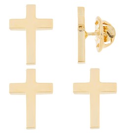 SUPERFINDINGS 4Pcs Golden Cross Pins Alloy Cross Brooches Metal Cross Brooches for Funeral Church Pray Public Event Lapel Pin Bulk for Backpack Clothes, 18x13mm