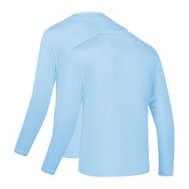 TeGlraddix UPF 50+ Sun Shirts 5T to Youth Rash Guard for Boys and Kid Girls Long Sleeve UV Protection Sun Shirts 2Pack:Light Blue S