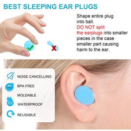 Ear Plugs For Sleeping, 12 Pack Reusable Noise Cancelling Waterproof Sleeping Ear Plugs For Swimming, Snoring, Shooting, Concerts, Airplanes, Constructions, Traveling & Working, Sound Blocking Up To 27dB NRR