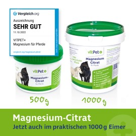 VitPet+ VitPet+ Magnesiumcitrat f1r Pferde C Magnesium Pferd C Premium Magnesiumcitrat Pulver C Zur Unterst1tzung von Muskulatur und Nervensystem C 1000 g inklusive Dosierl?ffel