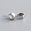 Italian Sterling Silver Hoop Huggie Earrings for Men, Wide Shiny