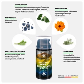 Sports Balm - Anti Cellulite 100 ml, Body Care for Stomach, Thighs, Butt with Ivy, Horsetail and Rosemary Promotes Blood Circulation in Problem Areas