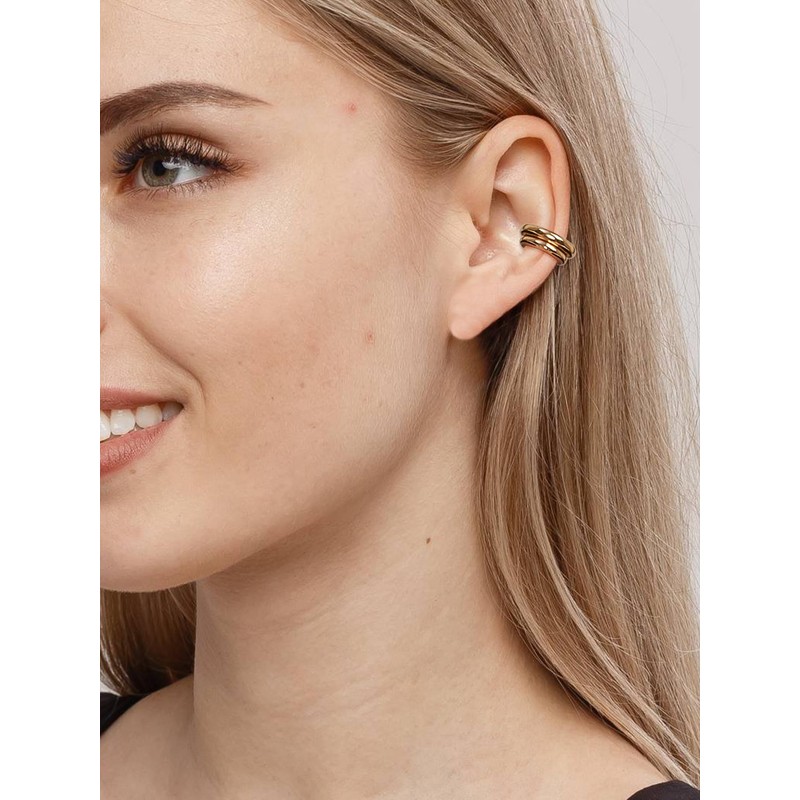 Round Huggie Ear Cuff Earrings for Women Adjustable Non Piercing