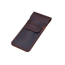 Daimay Leather Pen Case Holder Handmade Fountain Multi Pens Pouch Crazy Horse Leather Pen Protective Sleeve Cover Large – Dark Brown