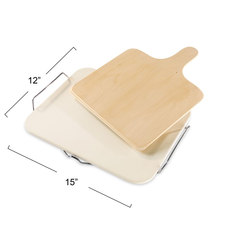 Leifheit Large Square Ceramic Pizza Stone with Carrying Tray and