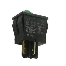 Carling Technologies Sub-Mini Rocker Switch | SPST ON-Off | 8A 125VAC / 4A 250VAC | Black/Green Two-Tone